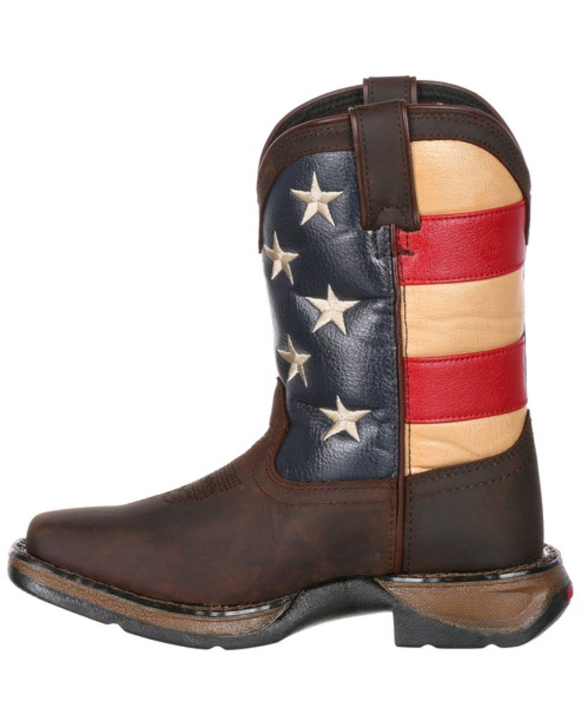 Image #3 - Durango Girls' Lil Rebel Big Kids' Flag Western Boots - Broad Square Toe, Dark Brown, hi-res