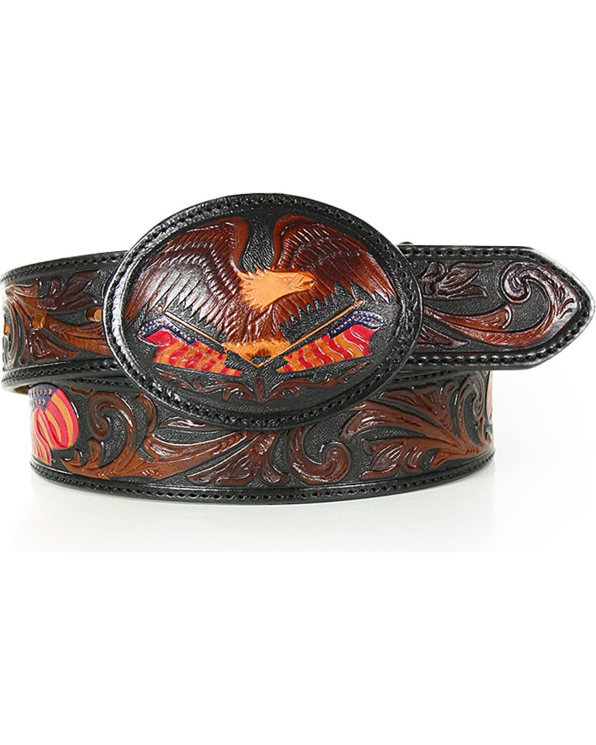 Image #1 - Tony Lama Men's American Heritage Eagle Belt, Brown, hi-res