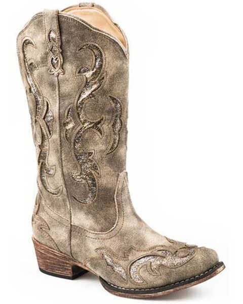 Image #1 - Roper Women's Riley Western Boots - Snip Toe, Tan, hi-res