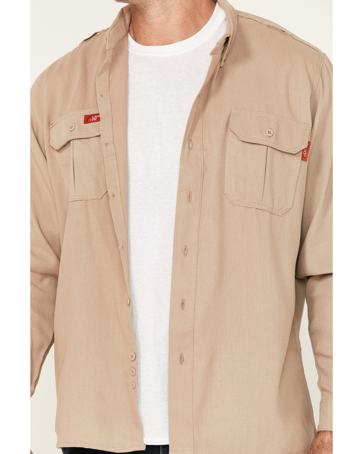 Image #3 - Lapco Men's FR Modern Uniform Long Sleeve Button-Down Work Shirt, Khaki, hi-res