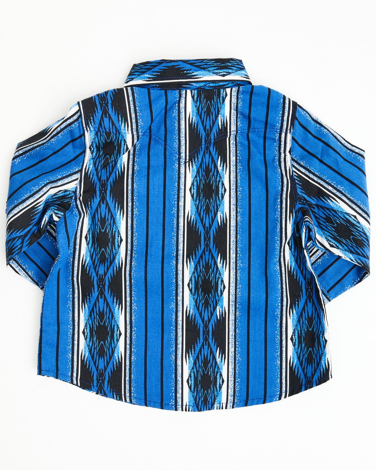 Image #2 - Wrangler Infant Boys' Serape Striped Southwestern Print Long Sleeve Snap Western Shirt, Blue, hi-res
