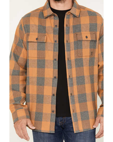 Image #3 - Brothers and Sons Men's Buffalo Checkered Print Long Sleeve Button Down Western Flannel Shirt, Camel, hi-res