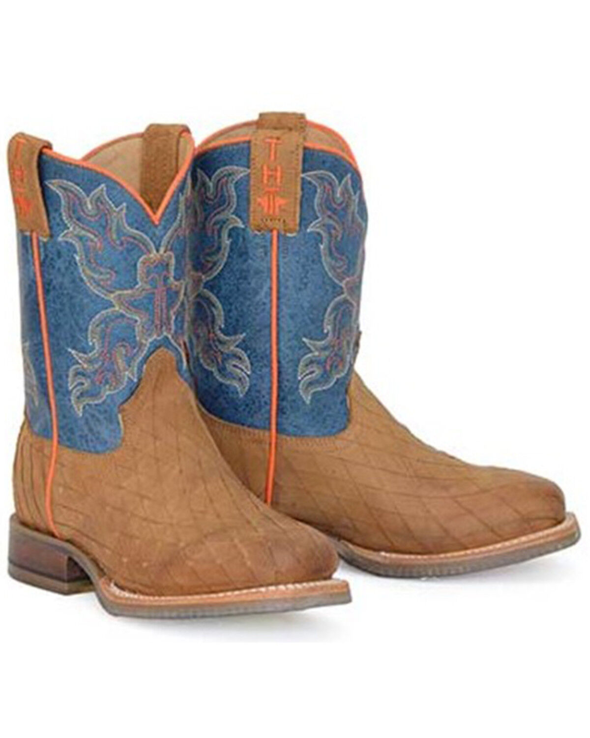 Image #1 - Tin Haul Boys' Crossed Western Boots - Square Toe, Tan, hi-res