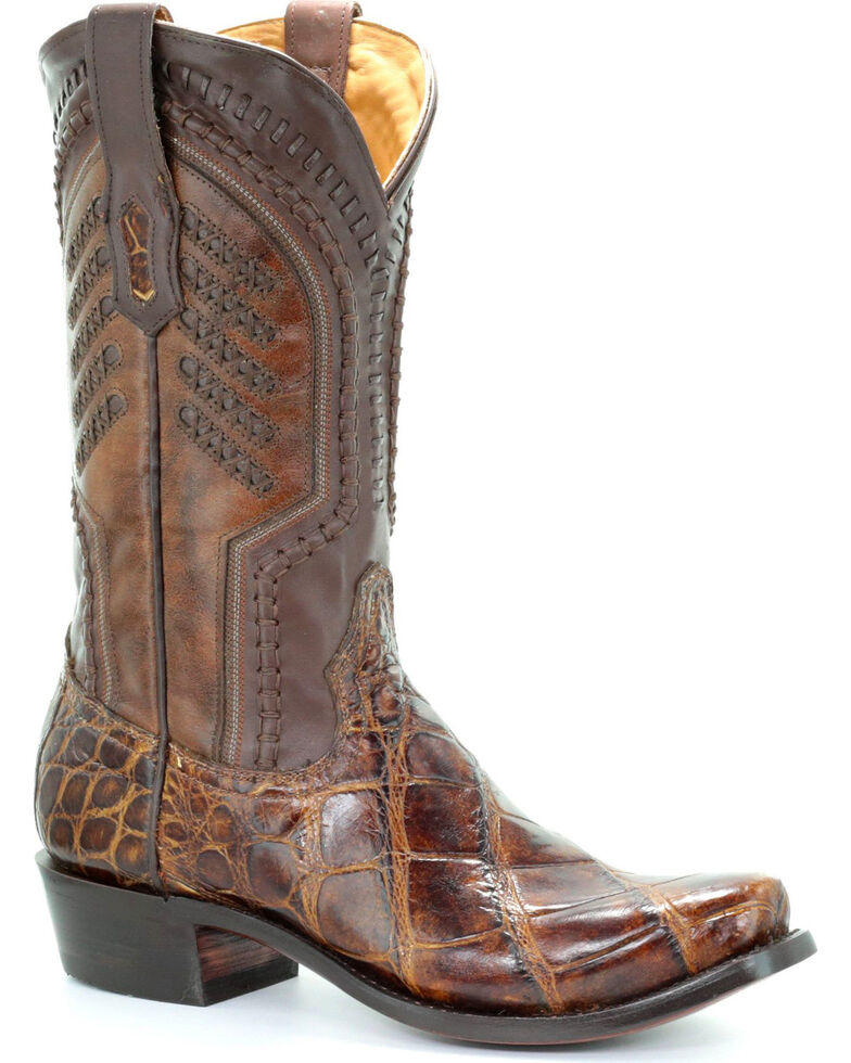 Corral Men s Honey Alligator  Woven Cowboy Boots  Square 