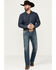 Image #1 - Rock & Roll Denim Men's Pistol Dark Vintage Wash Straight Stretch Denim Jeans, Dark Medium Wash, hi-res