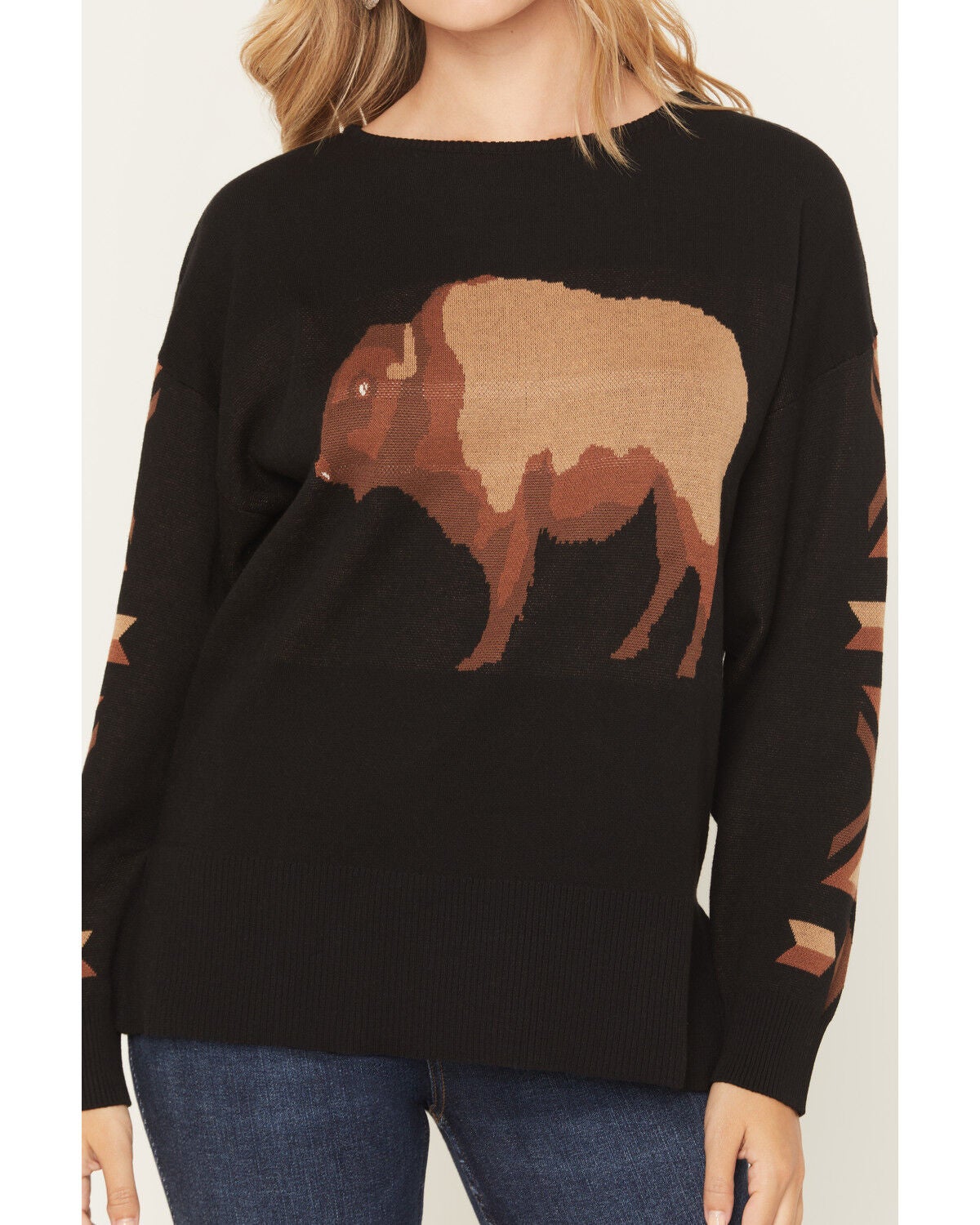 Image #3 - Cotton & Rye Women's Buffalo Crew Sweater, Black, hi-res
