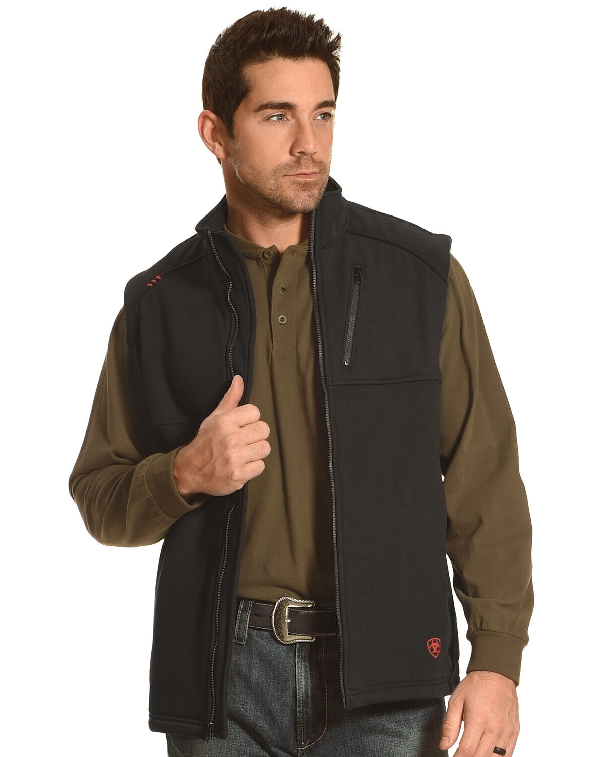 Image #1 - Ariat Men's FR Work Vest, Black, hi-res