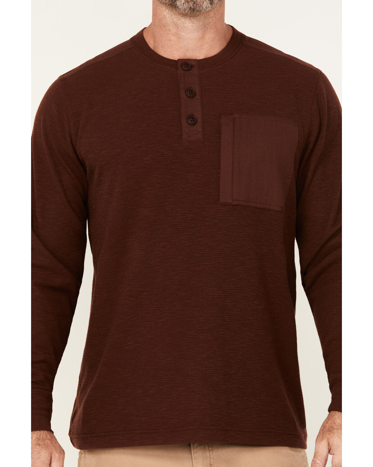 Image #3 - Lucky Brand Workwear Men's Slub Thermal Long Sleeve Pocket Henley Shirt, Chocolate, hi-res