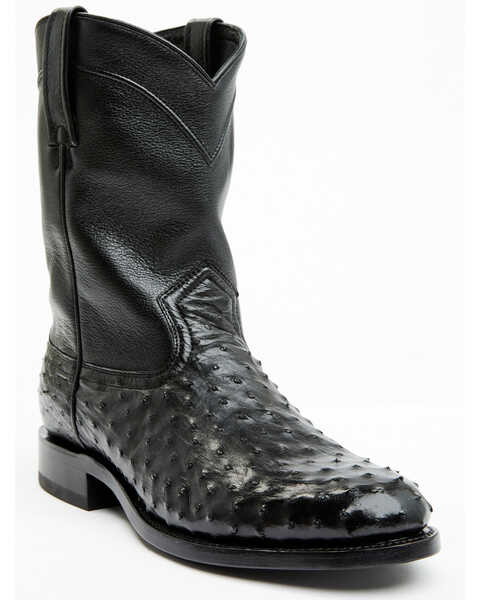 Cody James Black 1978 Men's Carmen Exotic Full-Quill Ostrich Roper Boots - Medium Toe , Black, hi-res