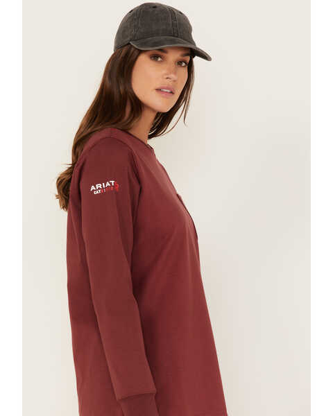 Image #3 - Ariat Women's FR Stretch USA Logo Long Sleeve Work T-Shirt , Dark Red, hi-res
