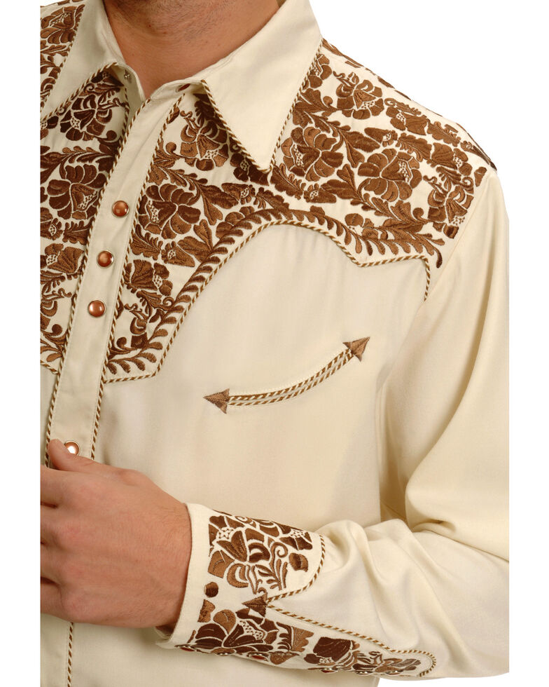Scully Men's Tan Embroidered Gunfighter Shirt | Sheplers