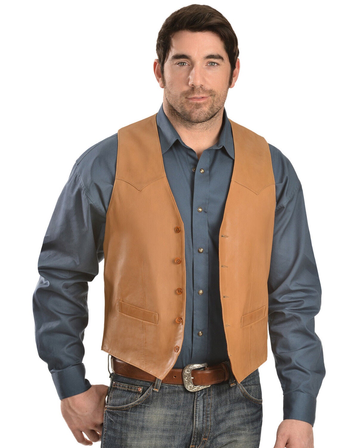Scully Lamb Leather Vest, Tan, hi-res