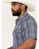Image #2 - Cody James Men's Blue Lights Plaid Print Short Sleeve Snap Western Shirt, Light Blue, hi-res