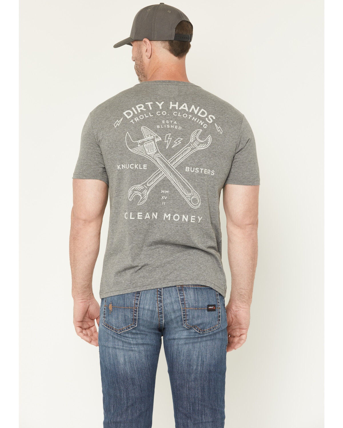 Troll Co Men's Twisting Wrenches Short Sleeve Graphic Work T-Shirt, Heather Grey, hi-res