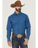 Image #1 - RANK 45® Men's Bulldogger Dobby Geo Print Button-Down Western Shirt - Big & Tall , Blue, hi-res
