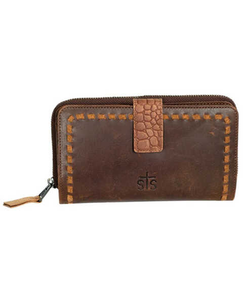STS Ranchwear by Carroll Women's Catalina Croc Chelsea Wallet , Brown, hi-res