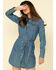 Image #2 - Wrangler Women's Medium Wash Denim Western Shirt Dress, Blue, hi-res