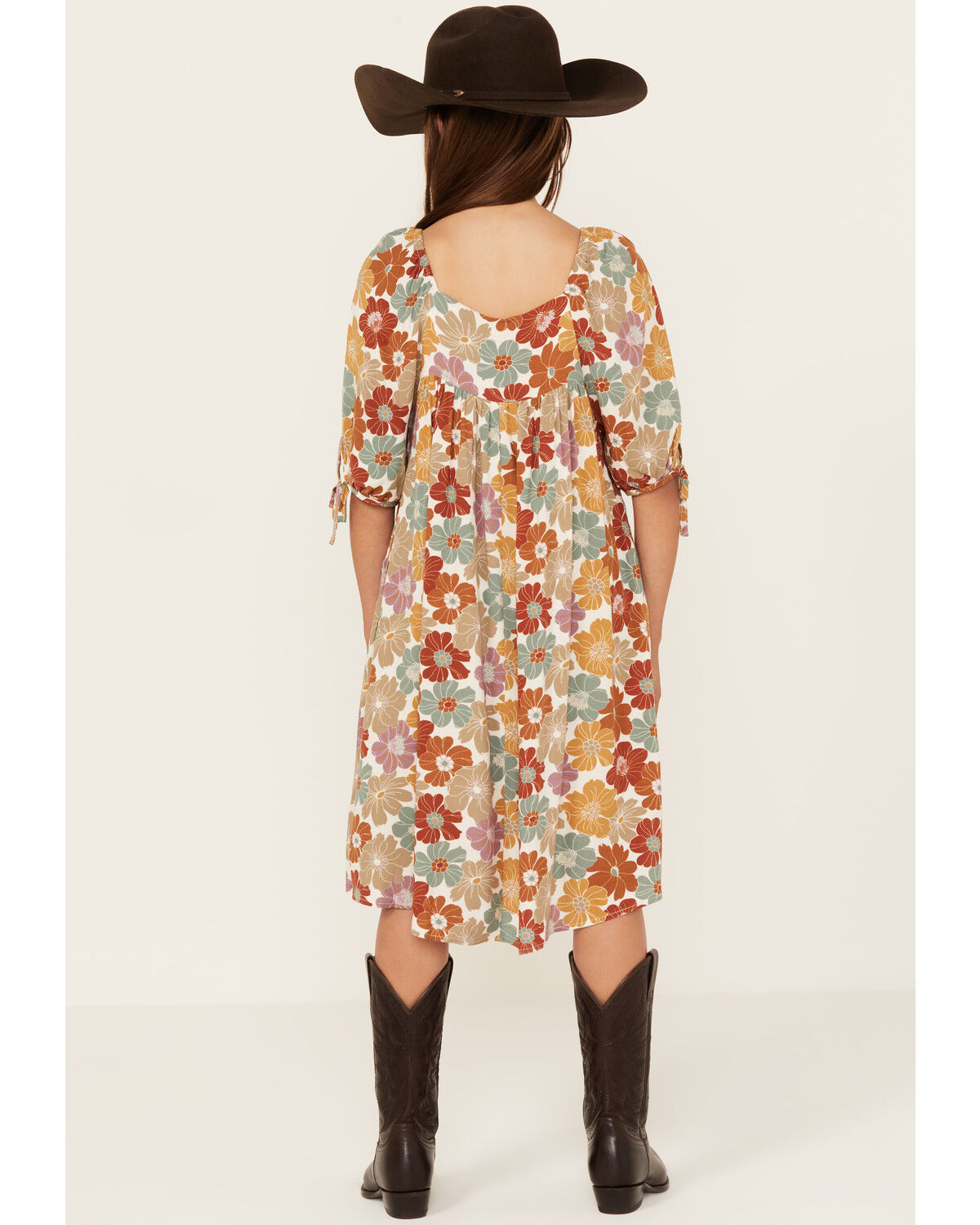 Image #4 - Hayden LA Girls' Floral Midi Dress, Mustard, hi-res