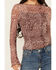 Image #3 - Trixxi Women's Floral Mesh Long Sleeve Seamed Top, Brown, hi-res