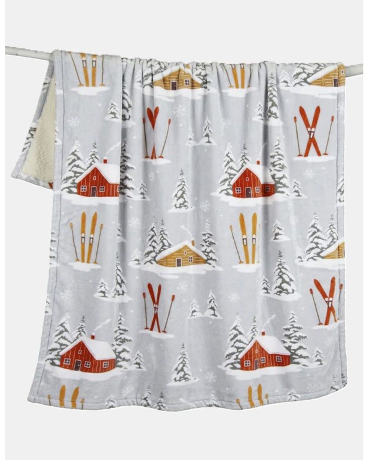 Carstens Home Snowy Cabin Plush Sherpa Throw Blanket, Blue, hi-res