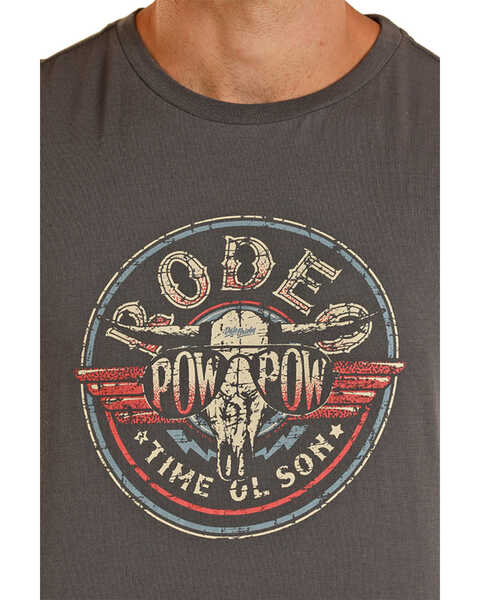 Image #2 - Rock & Roll Denim Men's Dale Brisby Rodeo Time Short Sleeve Graphic T-Shirt, Charcoal, hi-res