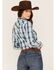 Roper Women's Plaid Print Long Sleeve Snap Western Shirt, Blue, hi-res