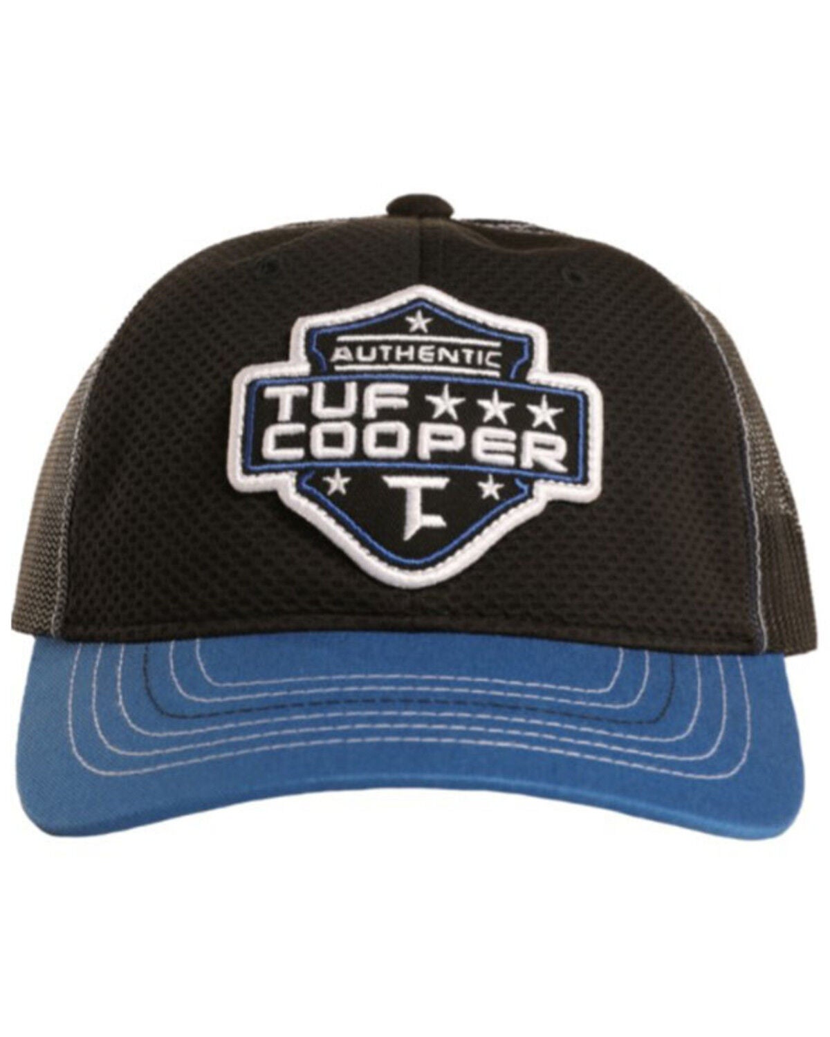 Tuf Copper Men's Black Authentic Logo Patch Mesh-Back Trucker Cap, Black, hi-res