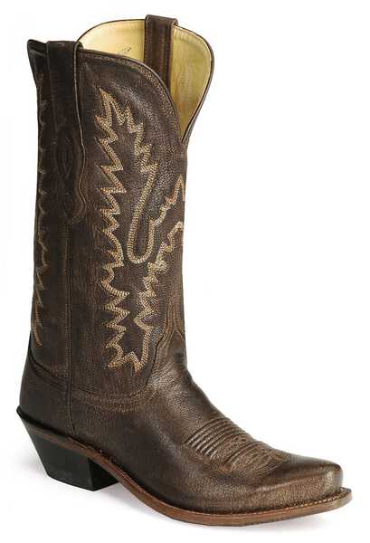 Old West Women's Distressed Leather Western Boots  - Snip Toe, Dark Brown, hi-res