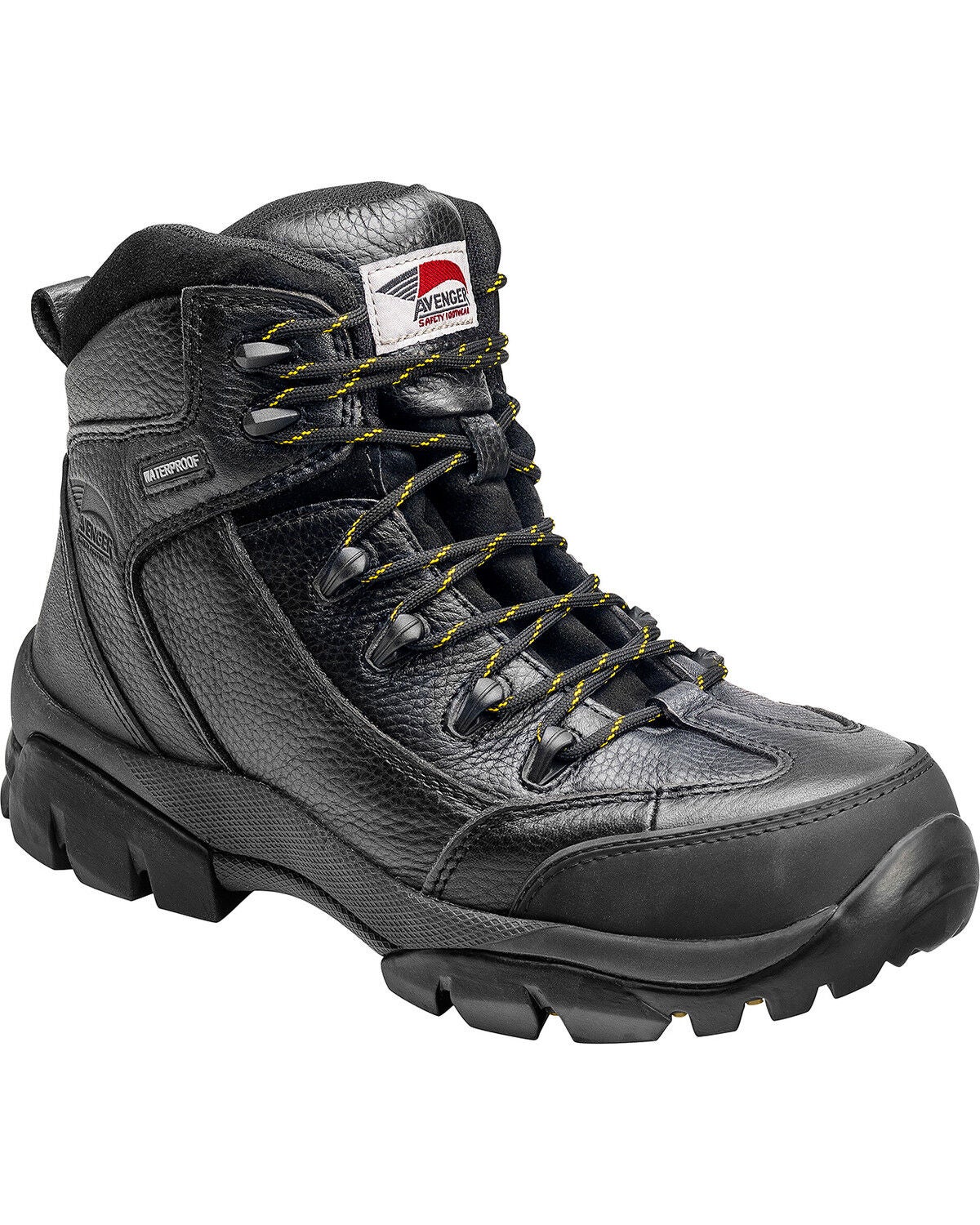 Avenger Men's Waterproof Hiker Work Boots - Composite Toe, Black, hi-res