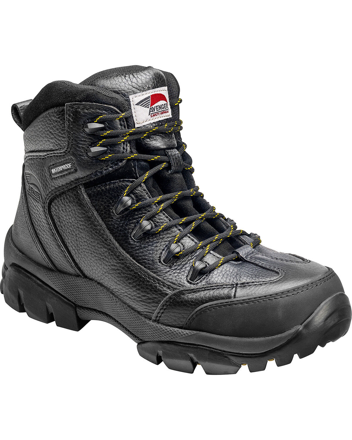 Image #1 - Avenger Men's Waterproof Hiker Work Boots - Composite Toe, Black, hi-res
