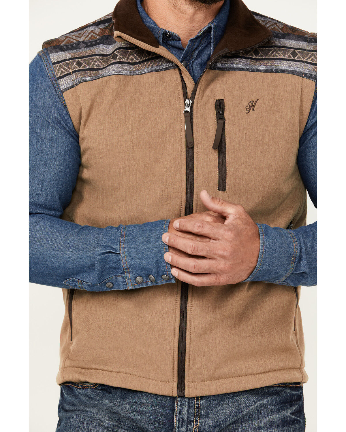 Image #3 - Hooey Men's Southwestern Print Softshell Vest, , hi-res