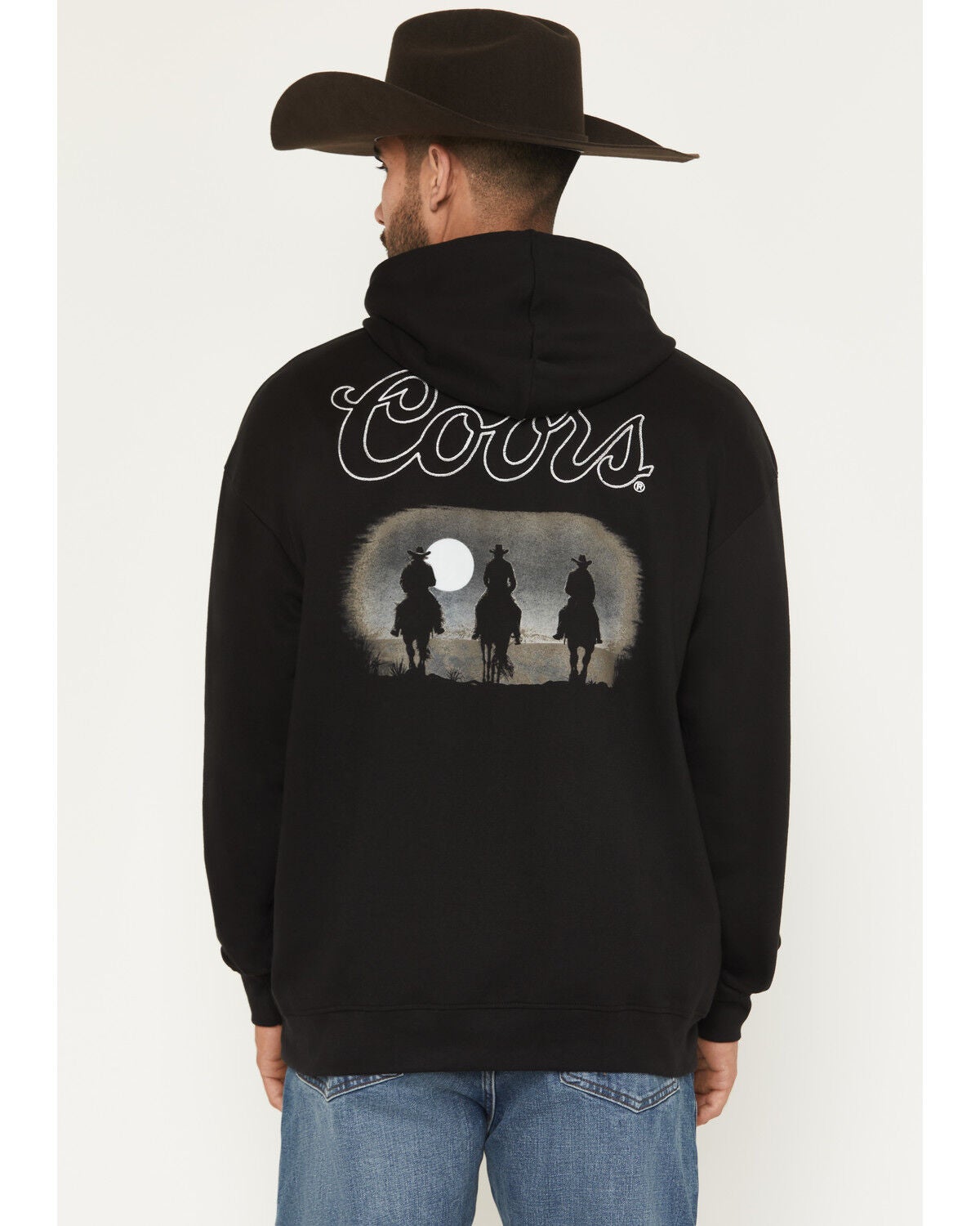 Image #1 - Coors Men's Riders Logo Embroidered Hooded Sweatshirt, Black, hi-res