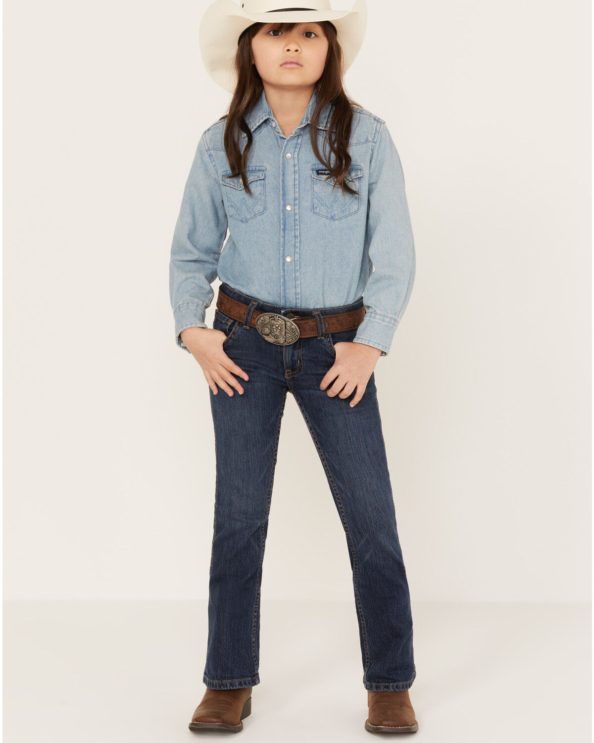Image #1 - Shyanne Little Girls' Harrah Dark Wash Bootcut Jeans, Dark Wash, hi-res