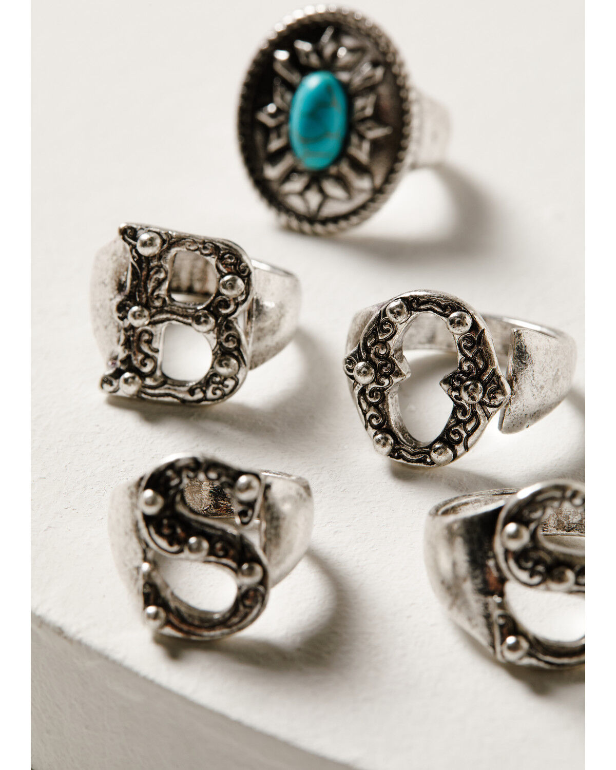 Image #2 - Idyllwind Women's Antique Boss Spell Out Ring Set - 5-Piece, Silver, hi-res