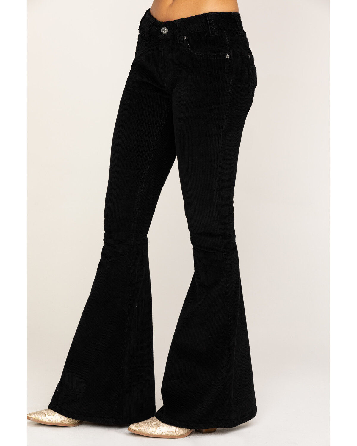 Black Corduroy Wide Flare Pants 