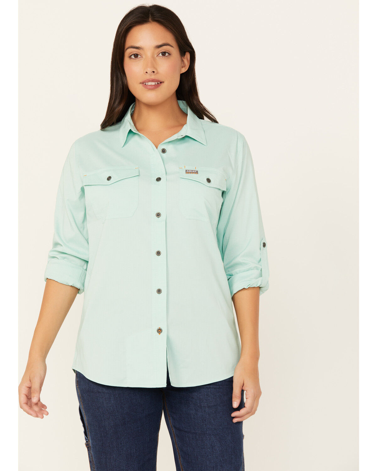 Image #1 - Ariat Women's Rebar Made Tough VentTEK DuraStretch Work Shirt, Blue, hi-res