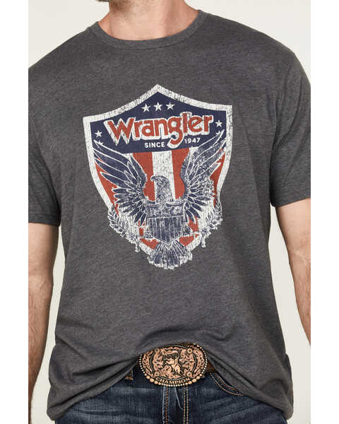 Image #3 - Wrangler Men's Americana Eagle Logo Short Sleeve Graphic Print T-Shirt , Charcoal, hi-res