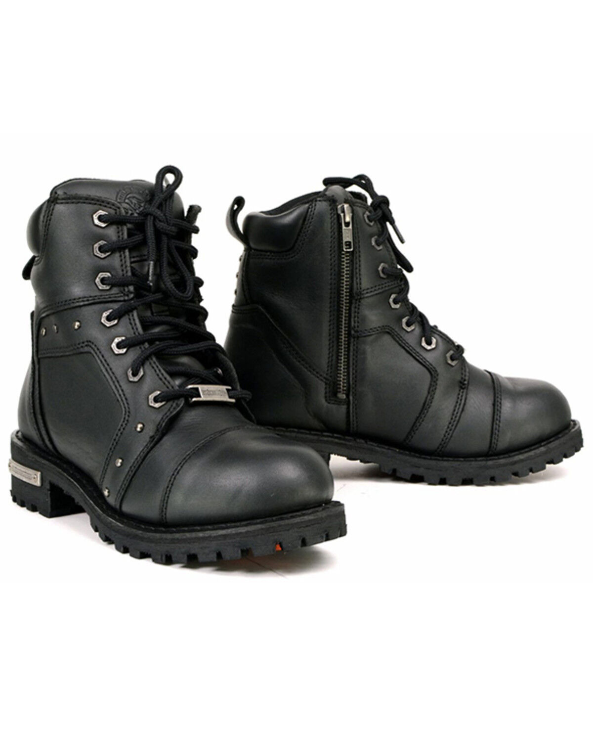 Image #1 - Milwaukee Leather Women's Lace-To-Toe Studded Motorcycle Boots - Round Toe, Black, hi-res