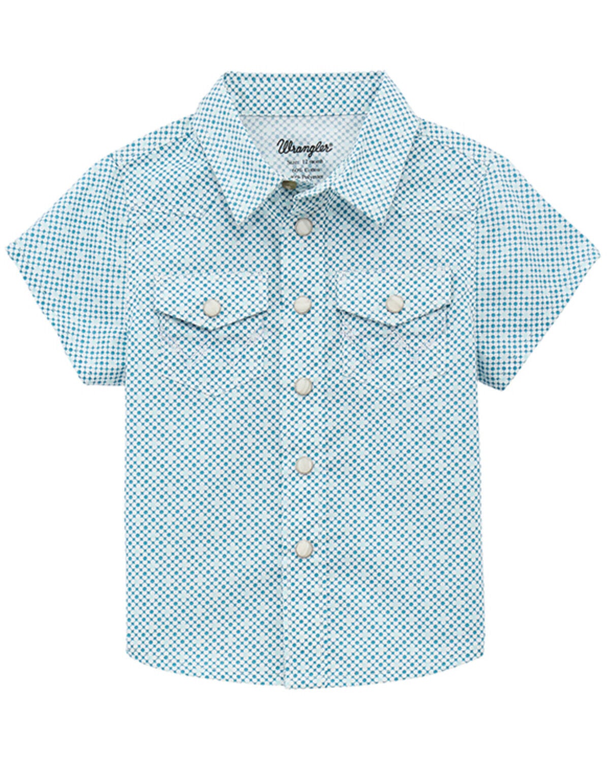 Wrangler Toddler Boys' Geo Print Short Sleeve Snap Western Shirt, Blue, hi-res