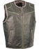 Image #1 - Milwaukee Leather Men's Vintage Distressed Zipper Front Vest - Big - 5X, Grey, hi-res