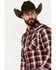Ely Walker Men's Plaid Print Long Sleeve Snap Western Shirt, Red, hi-res
