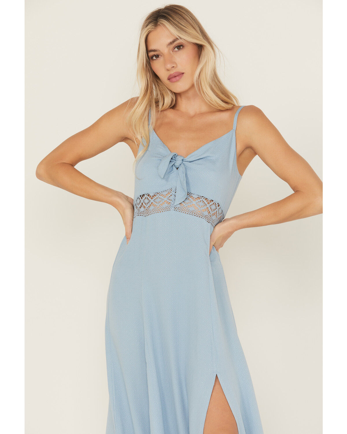 Image #2 - Idyllwind Women's Wisteria Tie Front Sleeveless Maxi Dress, Light Blue, hi-res