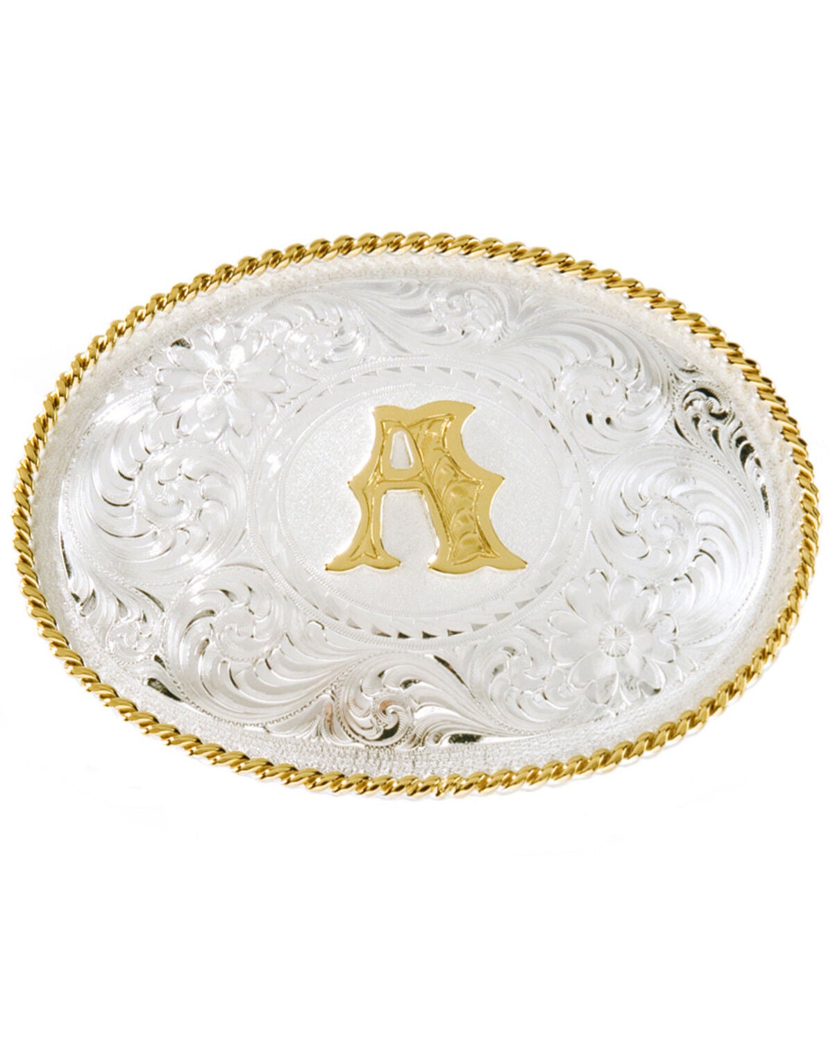 Montana Silversmiths Initial "A" Belt Buckle, Silver, hi-res
