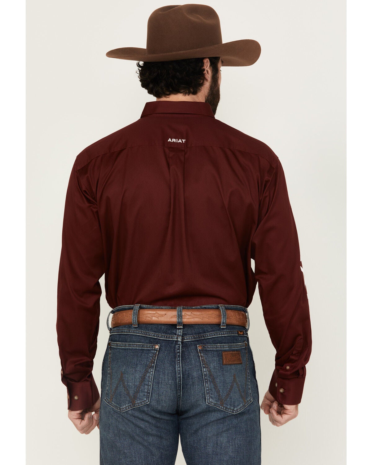 Ariat Men's Team Logo Long Sleeve Twill Shirt Burgundy / Small, image size:1200x1500