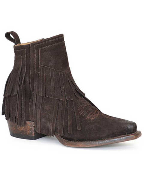 Image #1 - Stetson Women's Jessie Fringe Western Boots - Snip Toe, Brown, hi-res