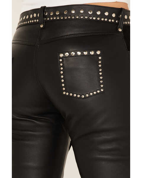 Image #2 - Understated Leather Women's Wild Cats Mid Rise Leather Flare Pants, Black, hi-res