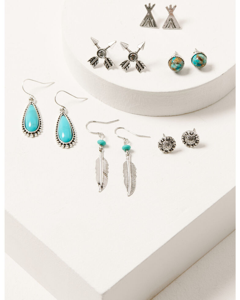 Shyanne Women's Mystic Summer 6pc Arrow Earring Set, Silver, hi-res