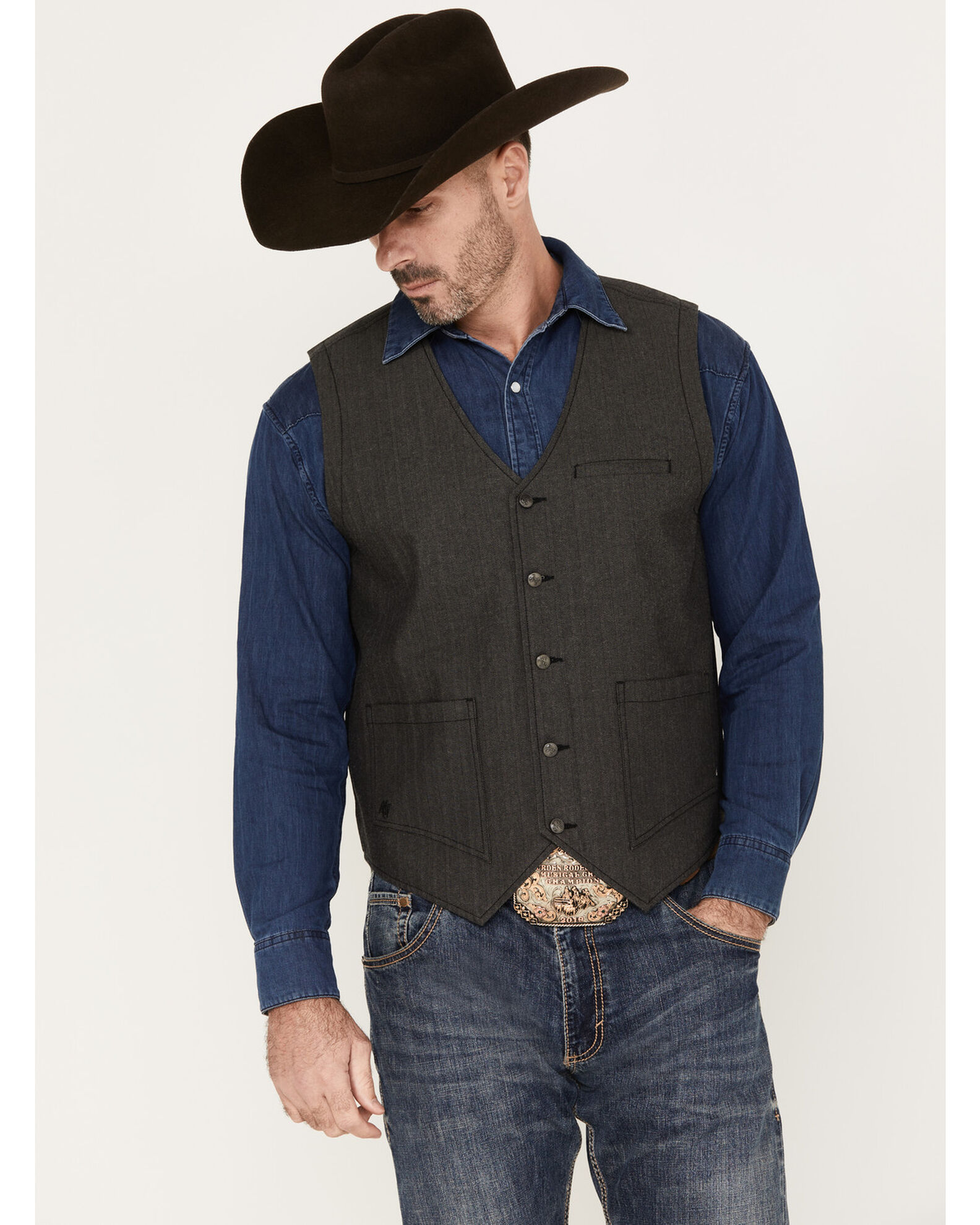 Grey western shop vest