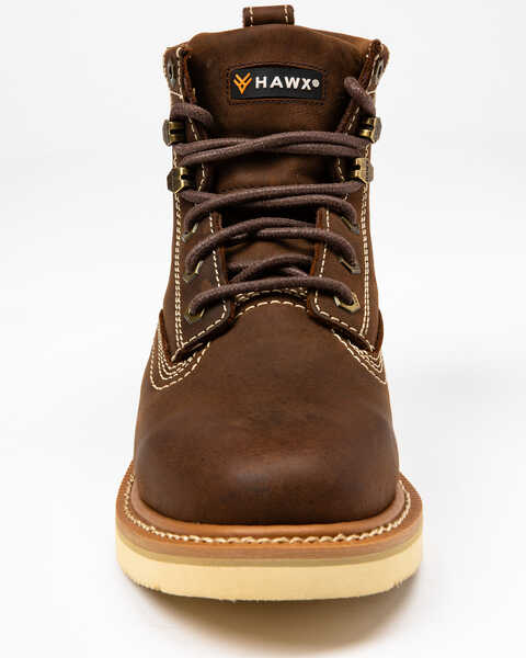 Image #4 - Hawx Men's 6" Lacer Work Boots - Soft Toe, Brown, hi-res