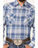 Image #3 - Ely Walker Men's Plaid Print Long Sleeve Snap Western Shirt, Blue/white, hi-res